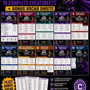 2026 SAT Reading & Writing Cheat Sheet BUNDLE (10) | Instant Download Ten files (+ 3 Bonus)