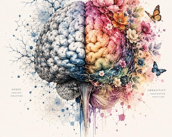 Cerveau floral - Décoration murale médicale | Téléchargement numérique