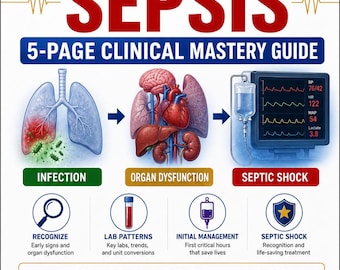 Sepsis Clinical Vignette Study Guide, 5-Page Medical Exam Review (Digital Download)