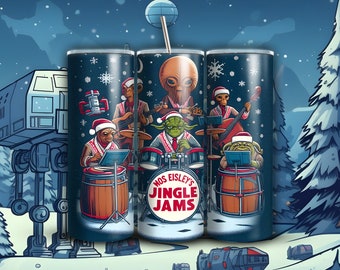 Star Wars Cantina Band Christmas Tumbler, Skinny Tumbler with Straw, Holiday Tumbler, Secret Santa Gift, Star Wars Fan, Mos Eisley's