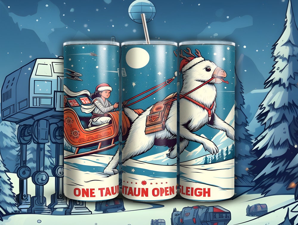 Star Wars Funny Christmas Tumbler, Skinny Tumbler With Straw, 20Oz, Holiday Tumbler, Tauntaun, Secret Santa Gift, Star Wars Fan Bespoketshirt