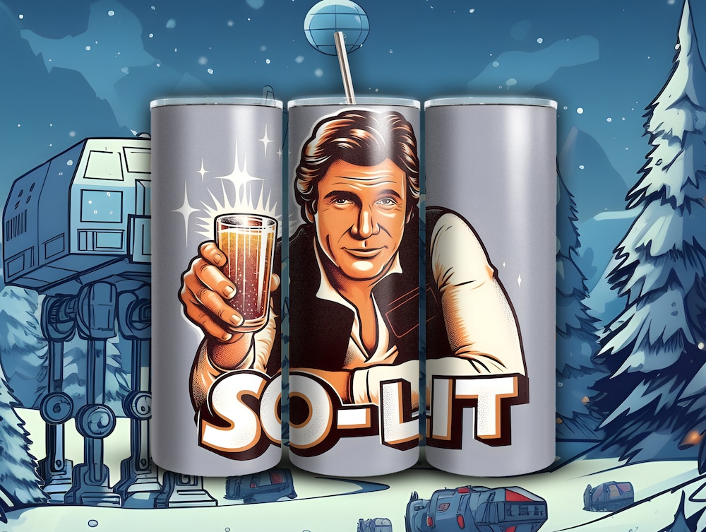 Star Wars Funny Christmas Tumbler, Skinny Tumbler With Straw, 20Oz, Holiday Tumbler, Han Solo, Secret Santa Gift, Star Wars Fan Bespoketshirt