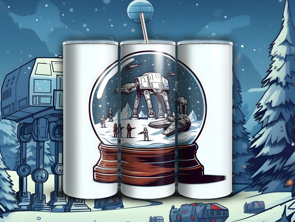 Star Wars Funny Christmas Tumbler, Skinny Tumbler With Straw, 20Oz, Holiday Tumbler, At-At Walker, Secret Santa Gift, Star Wars Fan Bespoketshirt
