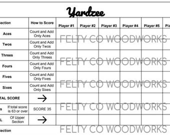 Yardzee Scorecard PDF Download