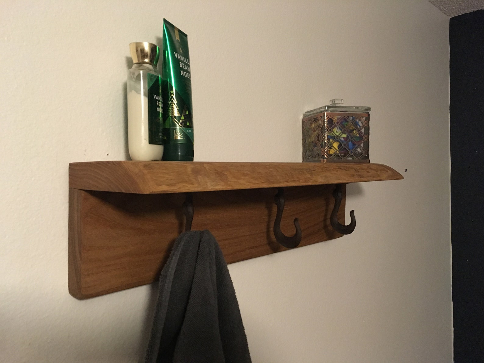 Live Edge Shelf With Hooks Etsy