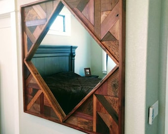Reclaimed barn wood wall mirror