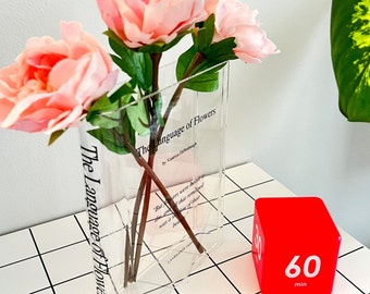 Acrylic Flower Book Vase Home Décor Book Themed Gifts for Reader, Book Lover and Flower Enthusiasts
