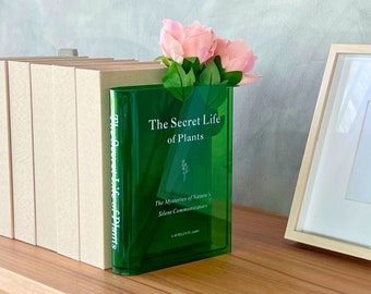 Vase livre en acrylique La vie secrète des plantes, décoration d'intérieur unique pour les amateurs de livres et de fleurs, cadeau parfait