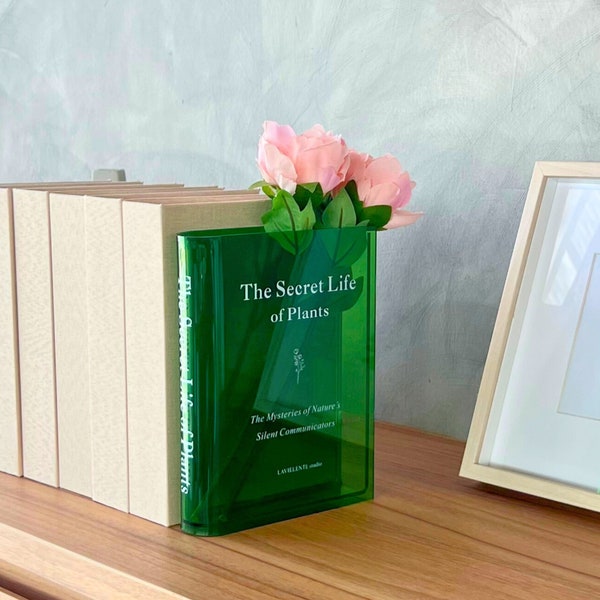 The Secret Life of Plants Acrylic Book Vase Unique Home Decor for Book and Flower Lovers Perfect Gift