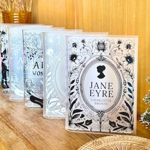 Literary Classics Acrylic Book Vase: Alice in Wonderland, Jane Eyre, Pride & Prejudice