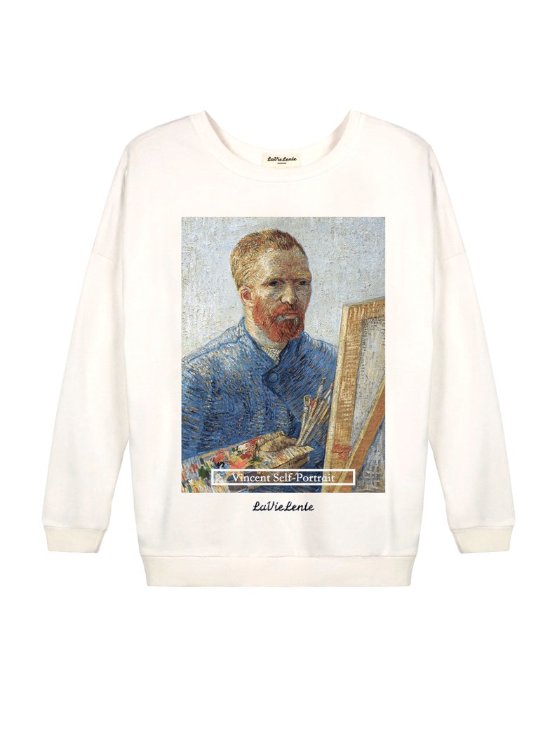 LaVieLente Women/'s Long Sleeve Graphic Cotton Sweatshirt Van Gogh Portrait