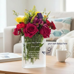 Personalized Acrylic Book Vase: Custom Quote, Photo Keepsake