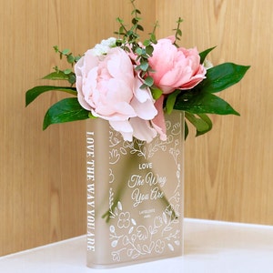 Vase livre florissant en acrylique Décoration d'intérieur Cadeaux pour les amateurs de lecture et les lecteurs Cadeaux livresques pour des occasions spéciales, des anniversaires et des pendaisons de crémaillère