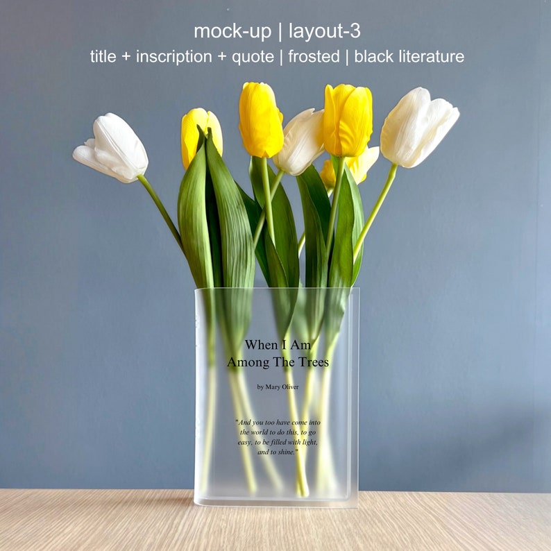 Personalizable Acrylic Book Vase Bespoke Home Decor Book Themed Gifts