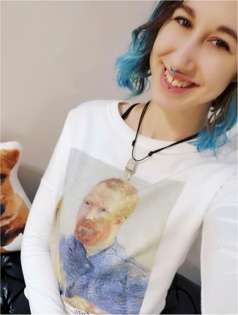 LaVieLente Women/'s Long Sleeve Graphic Cotton Sweatshirt Van Gogh Portrait