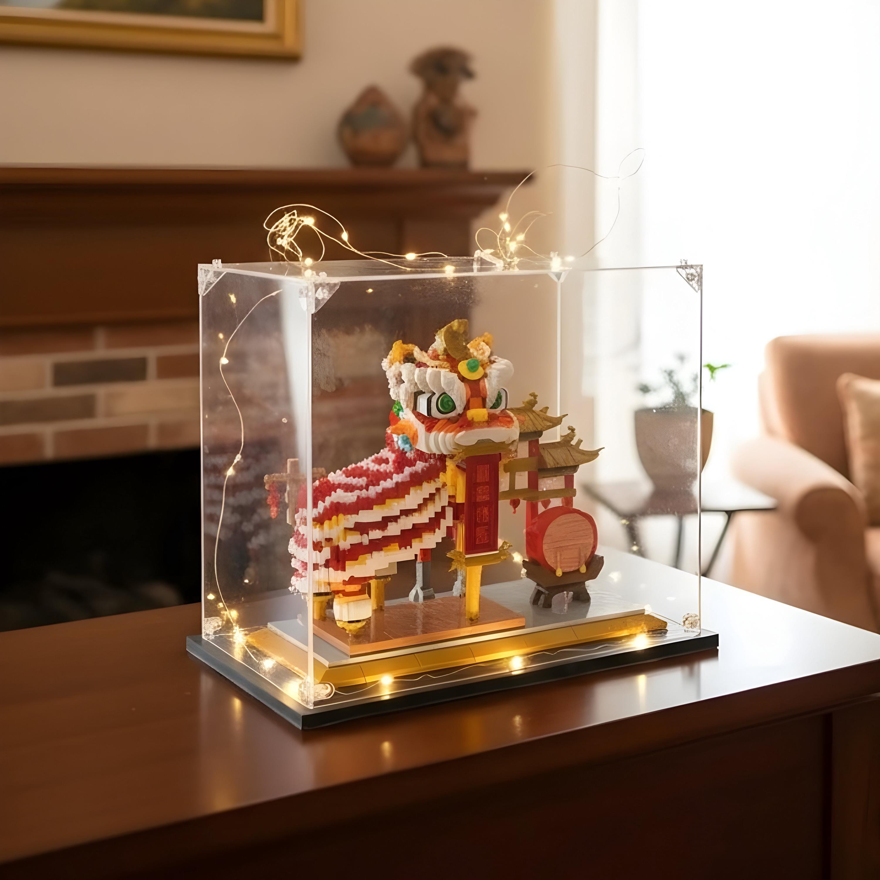 Vitrina De Acrílico Transparente Con Base Negra, Caja Resistente Al Polvo De 30x30x30 Cm Para Figuras, Modelos Y Coleccionables, Fácil Montaje