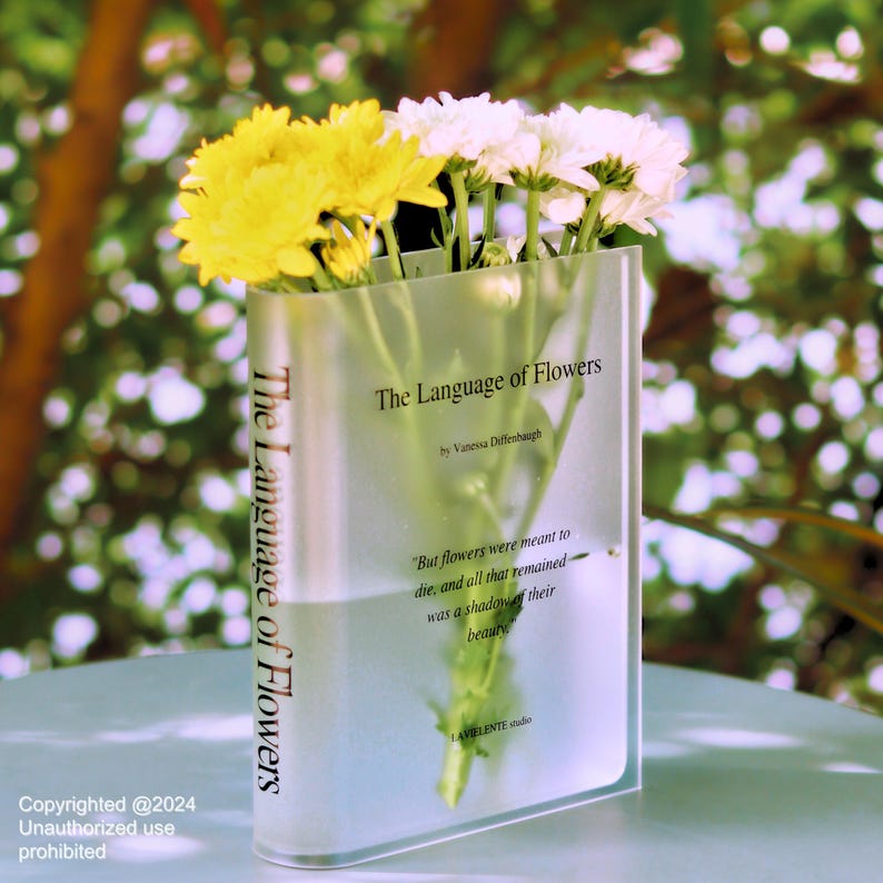 Acrylic Flower Book Vase Home Décor Book Themed Gifts for Reader, Book Lover and Flower Enthusiasts