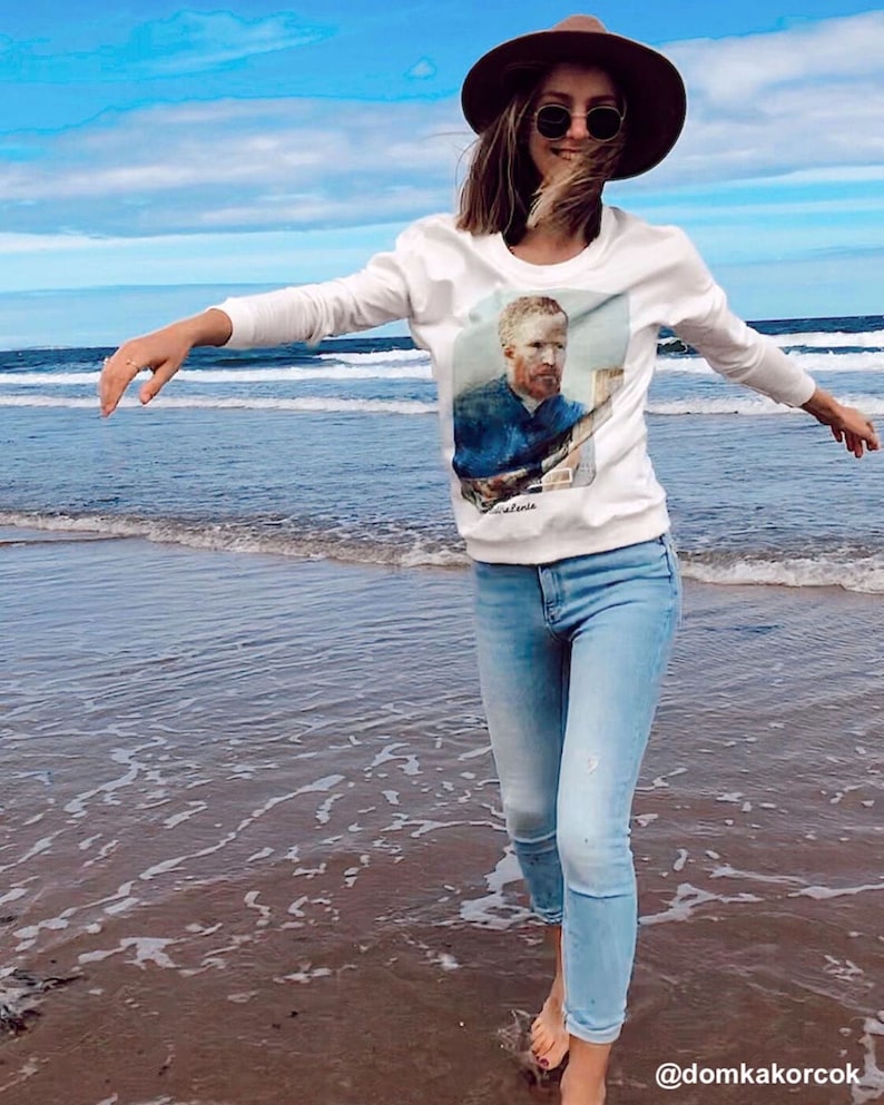 LaVieLente Women/'s Long Sleeve Graphic Cotton Sweatshirt Van Gogh Portrait