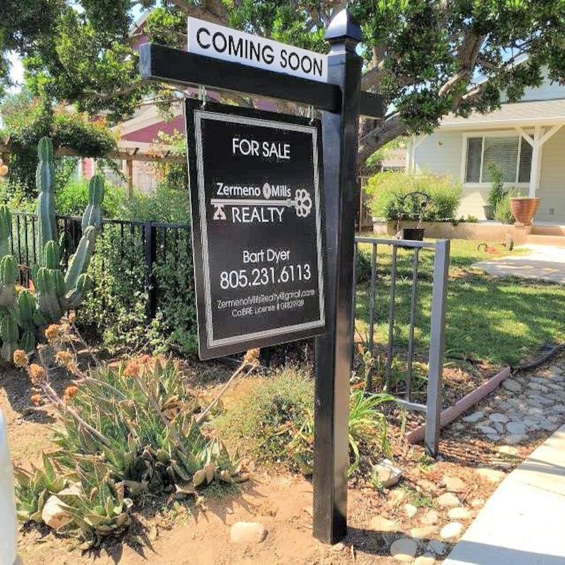 EZee Post Vinyl PVC Real Estate Yard Sign Post Black Etsy