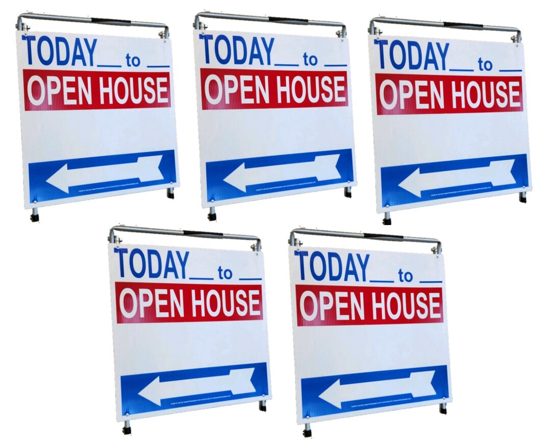 Open House Sign Metal A-Frame Kit - 5 Pack - Red