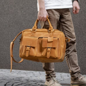 Bolso de cuero para portátil, bolso personalizado con grabado, maletín de cuero para hombre, bolso de mano hecho a mano para hombre, bolso de cuero genuino, bolso tipo cartera