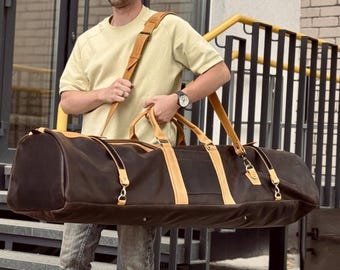 Genuine Leather Golf Club Bag, Handmade Vintage Golf Carry Bag with Strap, Personalized Golf Fan Gift for Him, Golfer Father Birthday Gift