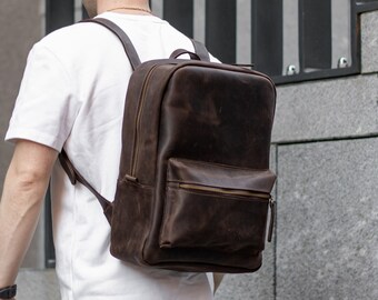 Backpack men, Brown backpack purse, Leather backpack women, Backpack laptop compartment, Personalized bag, Mens backpack, Dad gifts