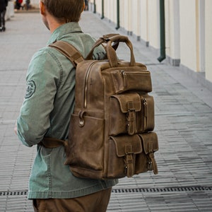 Laptop backpack men, Travel backpack leather, Vintage backpack, Backpack purse leather, Leather backpack men, Leather backpack men custom