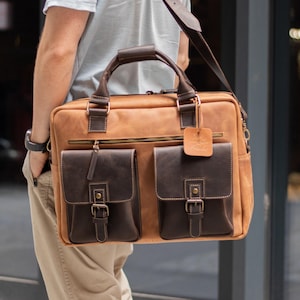 Cartable pour ordinateur portable avec gravure laser, sac à bandoulière en cuir pour homme, sac messager personnalisé fait main, sacs à main en cuir personnalisés pour homme