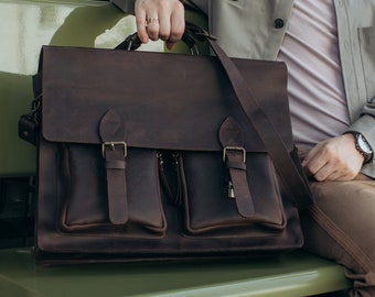 Leather messenger bag, Leather bags for men, Messenger bag school, Gift for men, Black satchel bag, Leather laptop bag men, Macbook pro bag