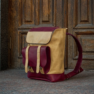Leather Backpack with Laser Engraved, Leather Laptop Backpack for Travel, Handmade Leather Bag for Men & Women, Personalized School Backpack