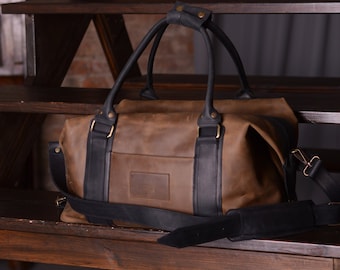 Leather Weekender Bag, Weekend Bag with Engraving, Overnight Bag for Men, Genuine Leather Duffle bag, Overnight bag, Duffle bag for Women