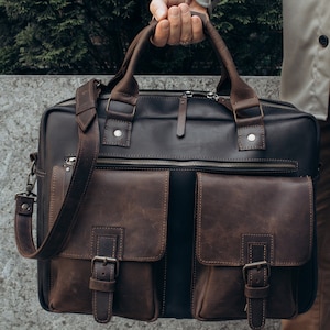 Cartable en cuir pour homme, sac à bandoulière avec gravure laser, sacoche personnalisée pour ordinateur portable, sacoche d'ordinateur en cuir pour homme, sac à main pour homme