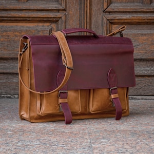 Cartable en cuir, sac messager pour ordinateur portable comme un cadeau en cuir, porte-documents personnalisé avec gravure laser, sac à bandoulière fait main pour homme