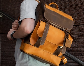 Haversack, leather rucksack, leather backpack, backpack for men, knapsack, handmade leather backpack, bugout bag, city travel backpack