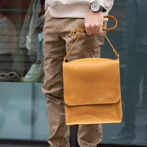 Men&#39;s Shoulder Bag with Laser Engraving, Leather Messenger Bag for Men, Leather Crossbody Bag as a Gift for Him, Handmade Cross Body Bag