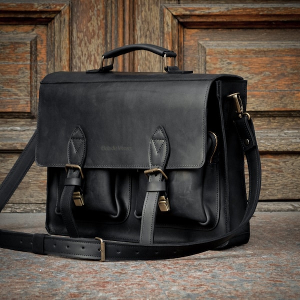 Leather Briefcase Men - Etsy