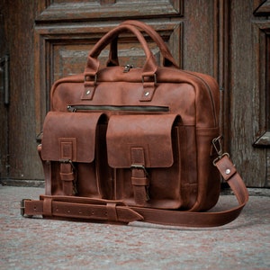 Bolso de cuero de alta calidad para laptop, bolso de cuero, regalo para papá, maletín de cuero, bolso de mensajero, bolso de trabajo, regalo personalizado.