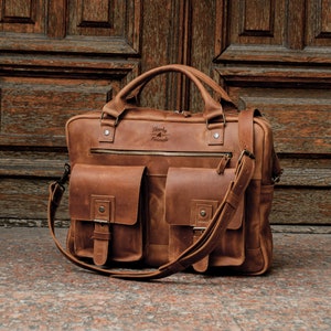 Porte-documents en cuir, cartable en cuir pour homme, sac de travail avec gravure laser, sac messager fait main, sac à bandoulière en cuir pour ordinateur portable