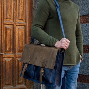 Porte-documents en cuir pour homme, sac pour ordinateur portable 17 pouces, cartable en cuir pour le travail, sacs en cuir personnalisés, cadeau bandoulière en cuir pour petit ami