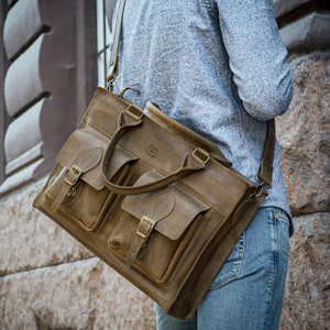 Cartable en cuir, sac à bandoulière pour homme comme cadeau pour un meilleur ami, porte-documents en cuir personnalisé, sac pour ordinateur portable 17 pouces, sac messager en cuir