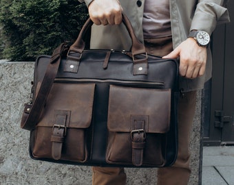 Designer messenger bag men, telchar laptop bag, authentic leather travel bag, mens travel bag, real leather shoulder bag, leather laptop bag