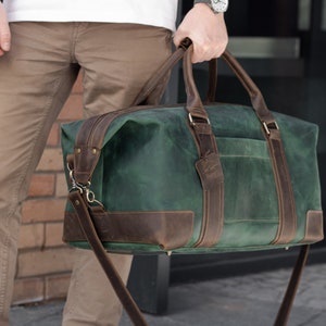 Leather Travel Bag for Him, Personalized Duffle Bag for Men, Duffel Bag with Laser Engraving, Overnight Bag for Men, Weekender Bag, Gym Bag