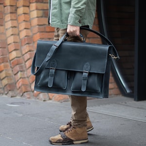 Porte-documents en cuir pour professeur pour homme, sac à bandoulière pour homme comme sac pour ordinateur portable 17 pouces, cartable personnalisé en cuir avec gravure