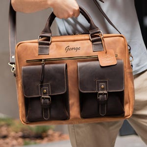 Porte-documents en cuir pour homme, sacoche pour ordinateur portable avec gravure au laser, sac messager personnalisé fait main, sacs à main en cuir personnalisés pour homme