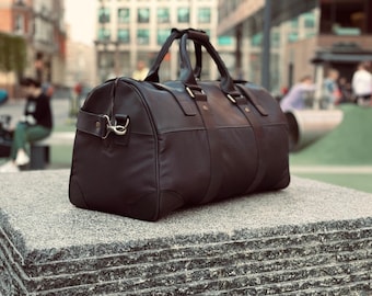Borsone personalizzato in tela e pelle, borsa da uomo in tela con incisione laser, borsa da palestra in pelle personalizzata, borsone regalo per fidanzato