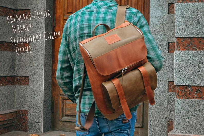 Handmade leather backpack, city travel backpack with laptop pocket, custom laptop backpack, backpack for computer, best friend gift image 6