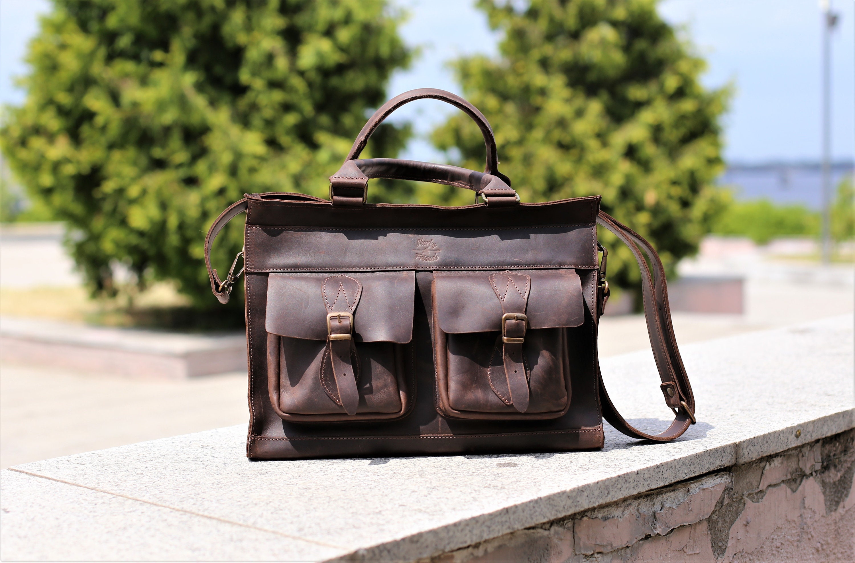 Leather Messenger Bag Men Laptop Messenger Bag Brown Leather Etsy