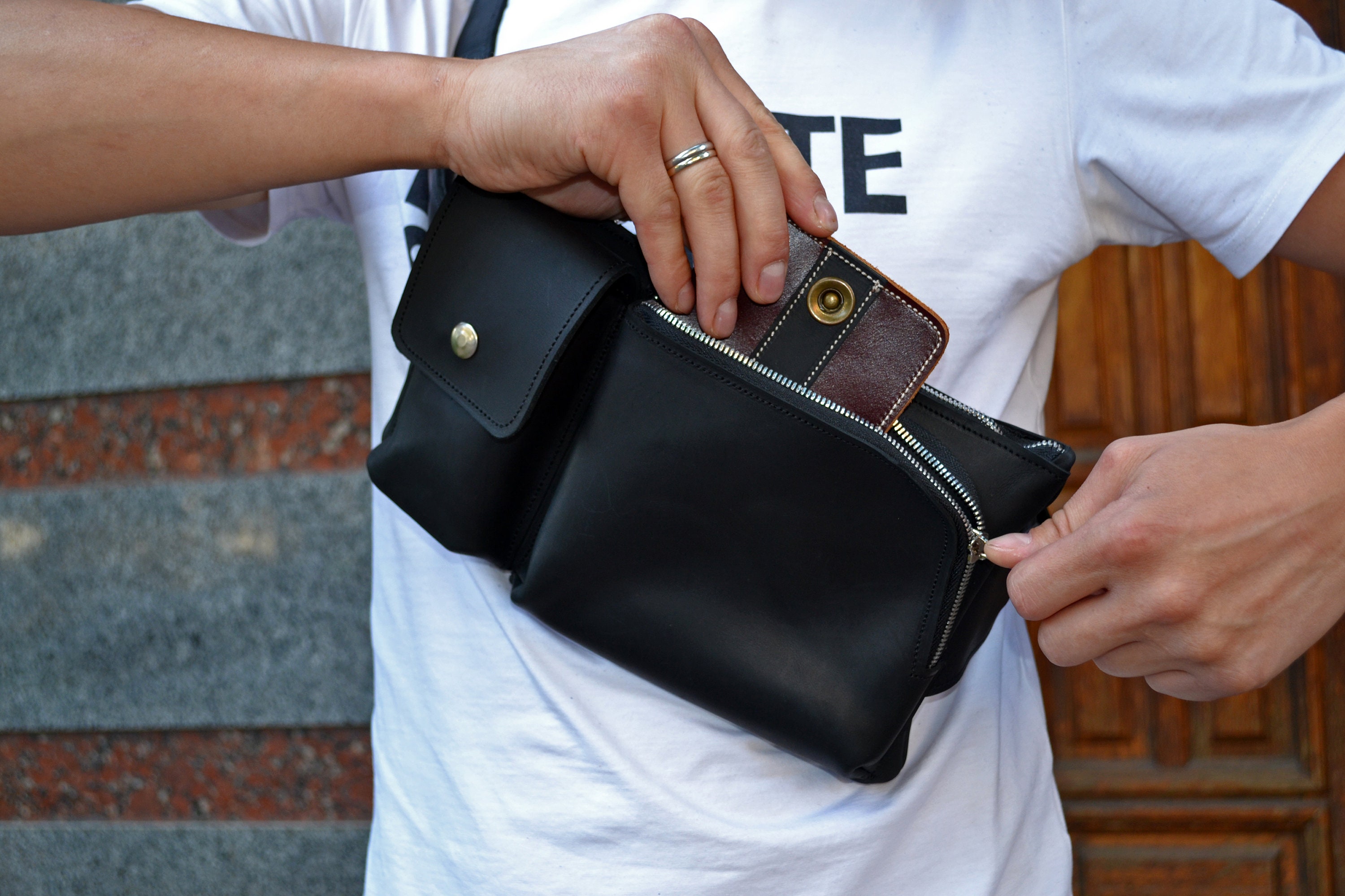 Black Fanny Pack Hip Belt Bag Genuine Leather Fanny Pack - Etsy