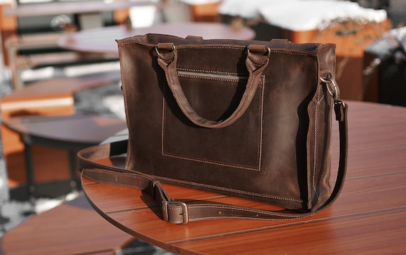 Roosevelt Leather Laptop Messenger Bag | Amber Brown